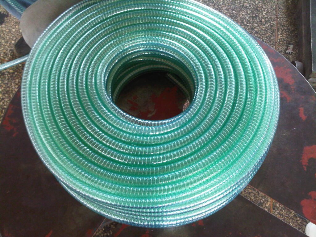 PVC spiral suction hose with reinforced transparent wall for water transfer