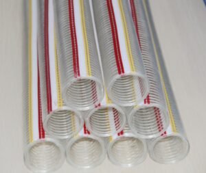PVC steel wire reinforced hose with visible spiral wire construction